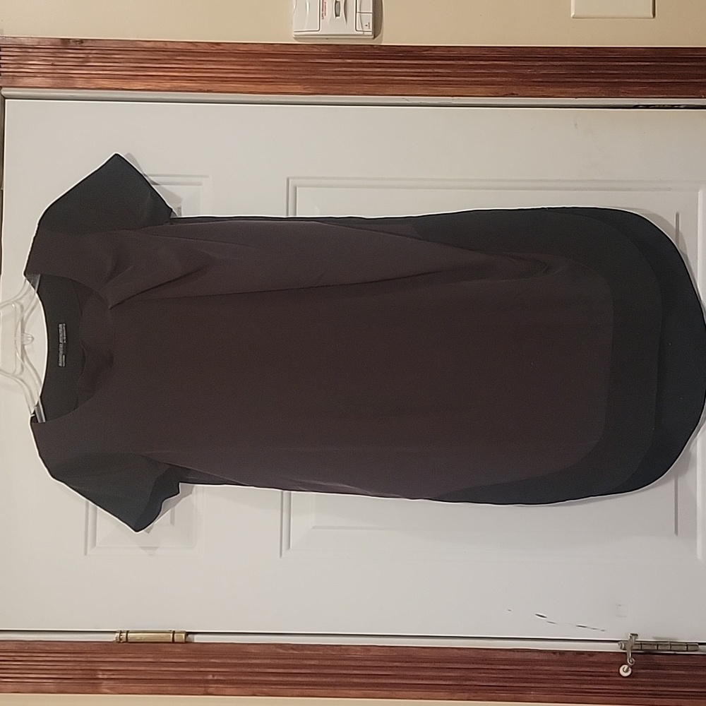 All Saints Lacyn Hi Low Dress- Size 6 Black & Brown Colorblock